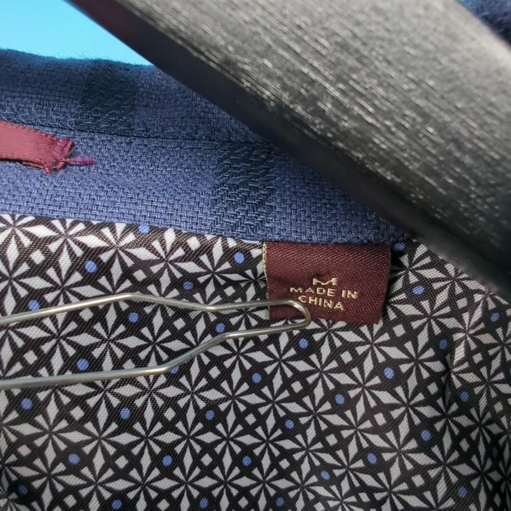 Johnston & Murphy Linen Blend Sport Coat Blazer Blue Windowpane Men's Medium - Picture 5 of 15